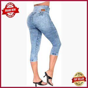 High Waist Skinny Capri Jeans with Butt Lift Shapewear Tummy Control